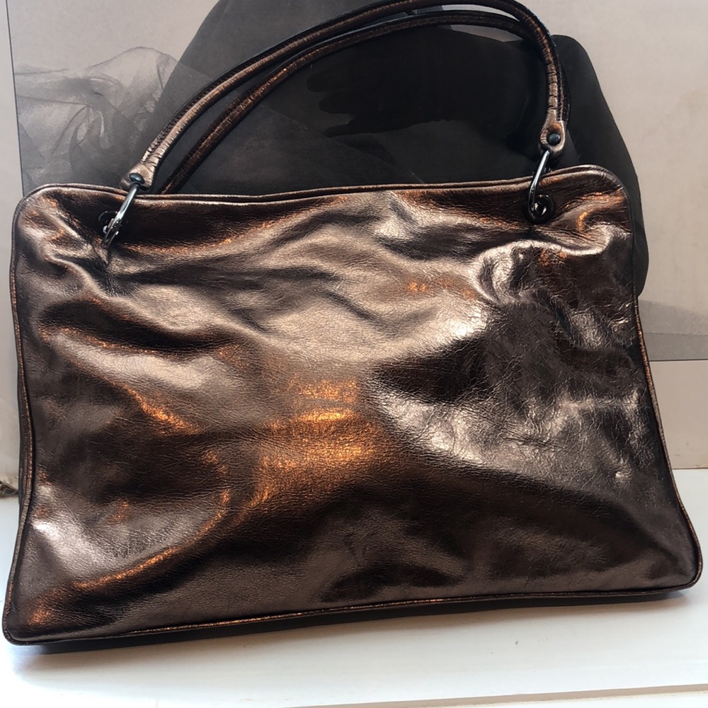PLINIO VISONA GOLD METALLIC LEATHER TOTE